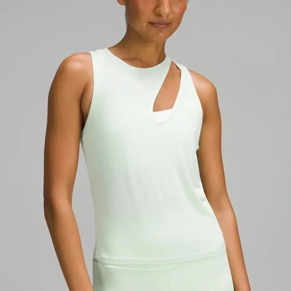 Lululemon Shoulder Cut-Out Yoga Tank Top Kohlrabi Green Silky Softness